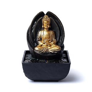 Mediterende Boeddha Waterfontein met LED-licht van Polyresin