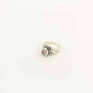 Zilveren Ring Mt. 6/52 met Rozenkwarts en Dakini Materiaal