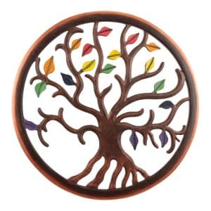 Bruine Houten Sarana Wanddecoratie Levensboom met Gekleurde Bladeren