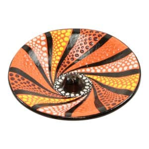 Oranje Terracotta Wierookhouder met Stippen en Spiraal Design
