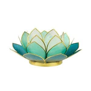Blauwe Capiz Lotus Waxinelichthouder van Sarana, 40 gram