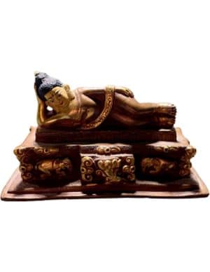 Brons Nirvana Boeddha Beeld Houtenbeeldje uit Birma ca 365 gram