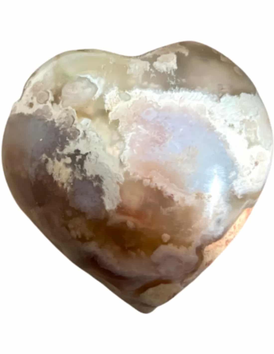 Agaat bloem edelsteen hart 100-150 gr.