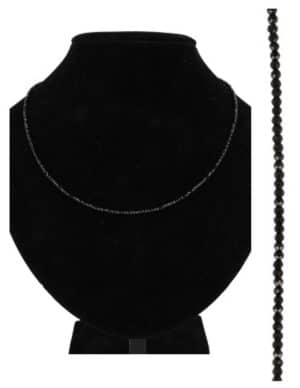 Zwarte Spinel Subtiel Collier Zilveren Slotje 44 cm Lengte