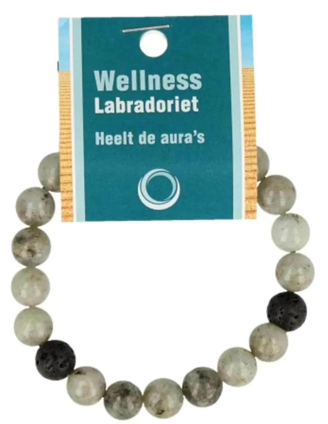 Labradoriet powerbead mannen armband + kaart 21 cm