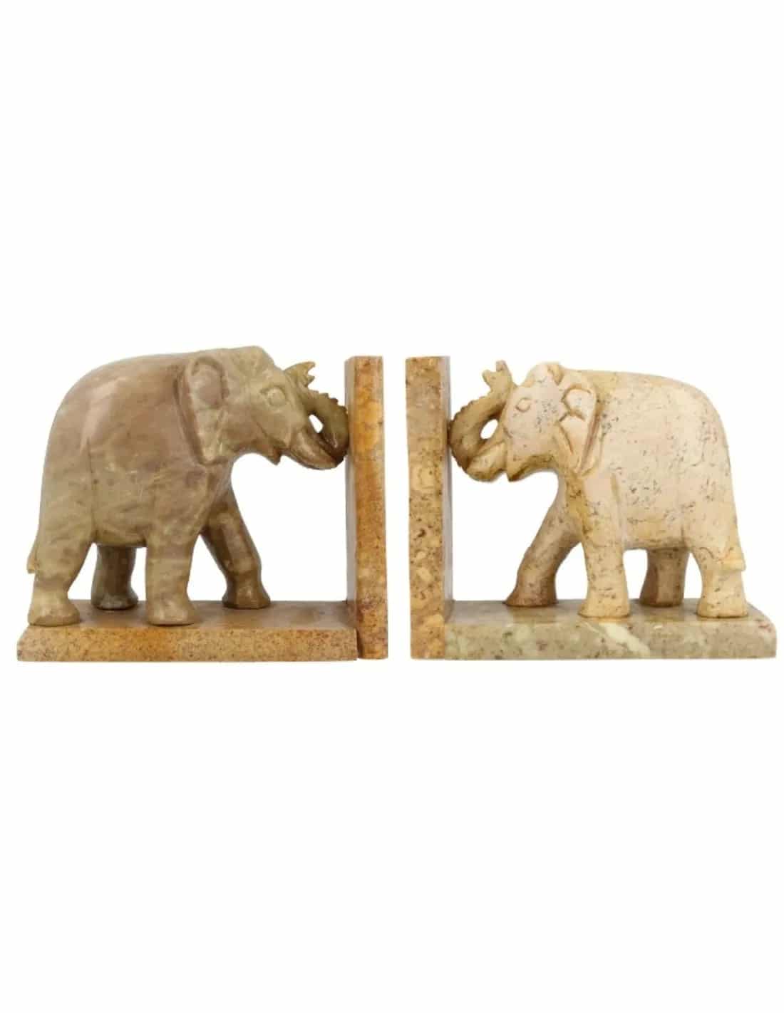 Speksteen olifant set boekensteunen 10 cm