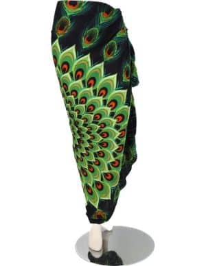 Pauwenveren Mandala Sarong Groen Oranje van Rayon Viscose