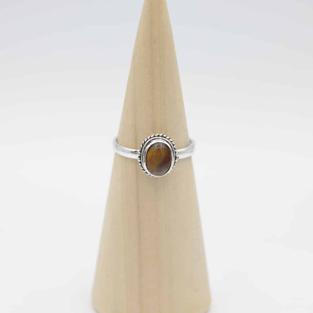 Dakini Zilveren Ring met Tijgeroog Steen Mt.9/60