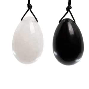 Bergkristal en Obsidiaan Yoni Ei Set - Bundel