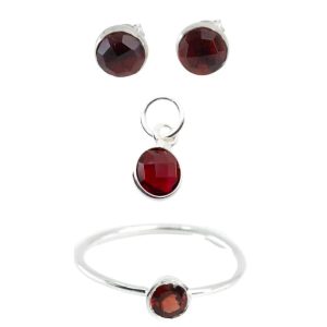 Geboortesteen Sieraden Set Januari Luxe (Zilverkleurig) - Bundel