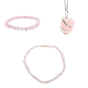 Rozenkwarts Sieraden Set - Bundel
