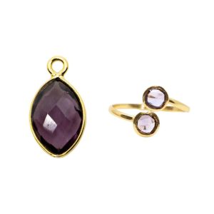 Geboortesteen Sieraden Set Februari (Goudkleurig) - Bundel