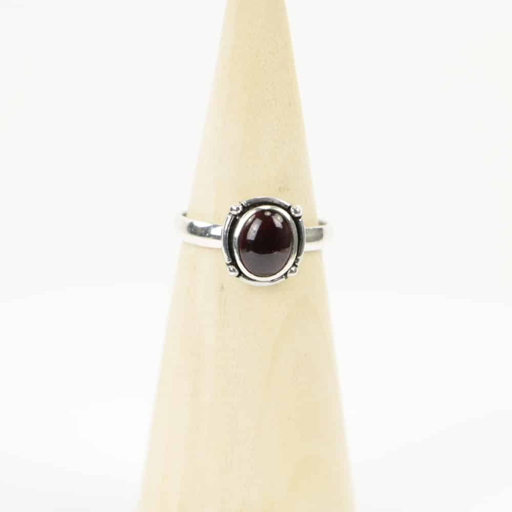 Zilveren Ring Granaat Handgemaakt Nepalese Sieraden Zilversmeden