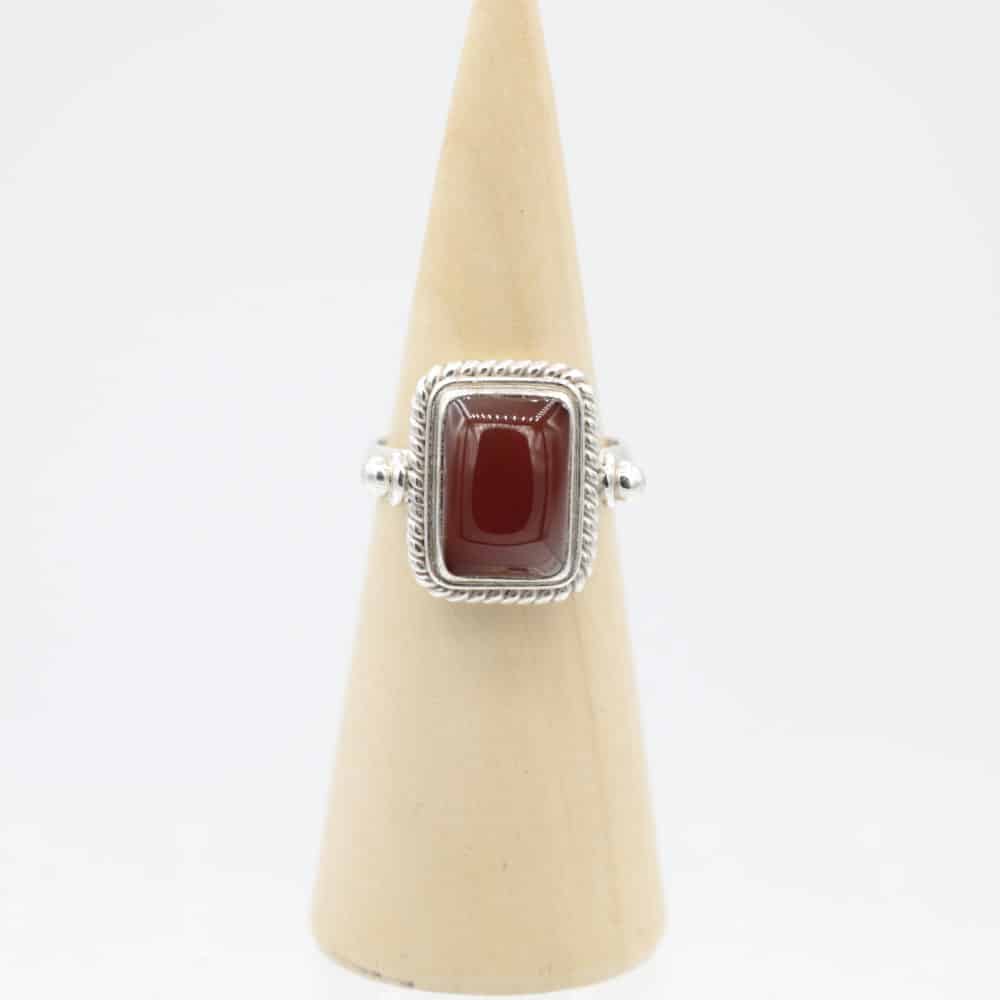 Zilveren Carneool Ring Nepal Mt. 9/60 925