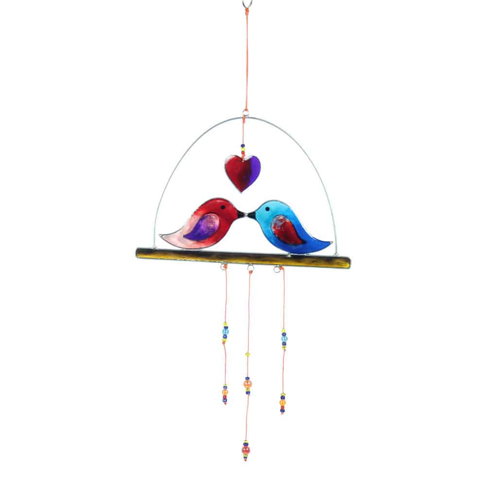 Moeder en Baby Vogel Ornament in Meerkleurig Resin