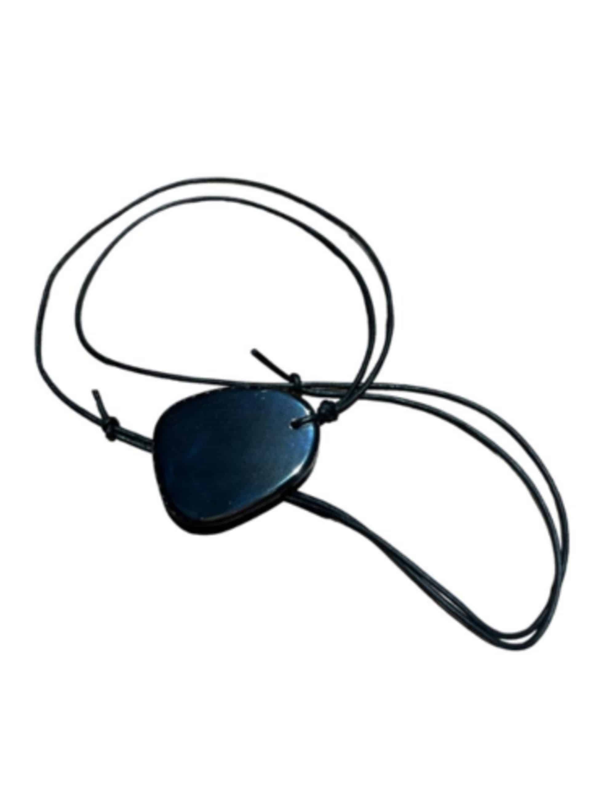 Hematiet mannen hanger leren koord verstelbare ketting stoer design