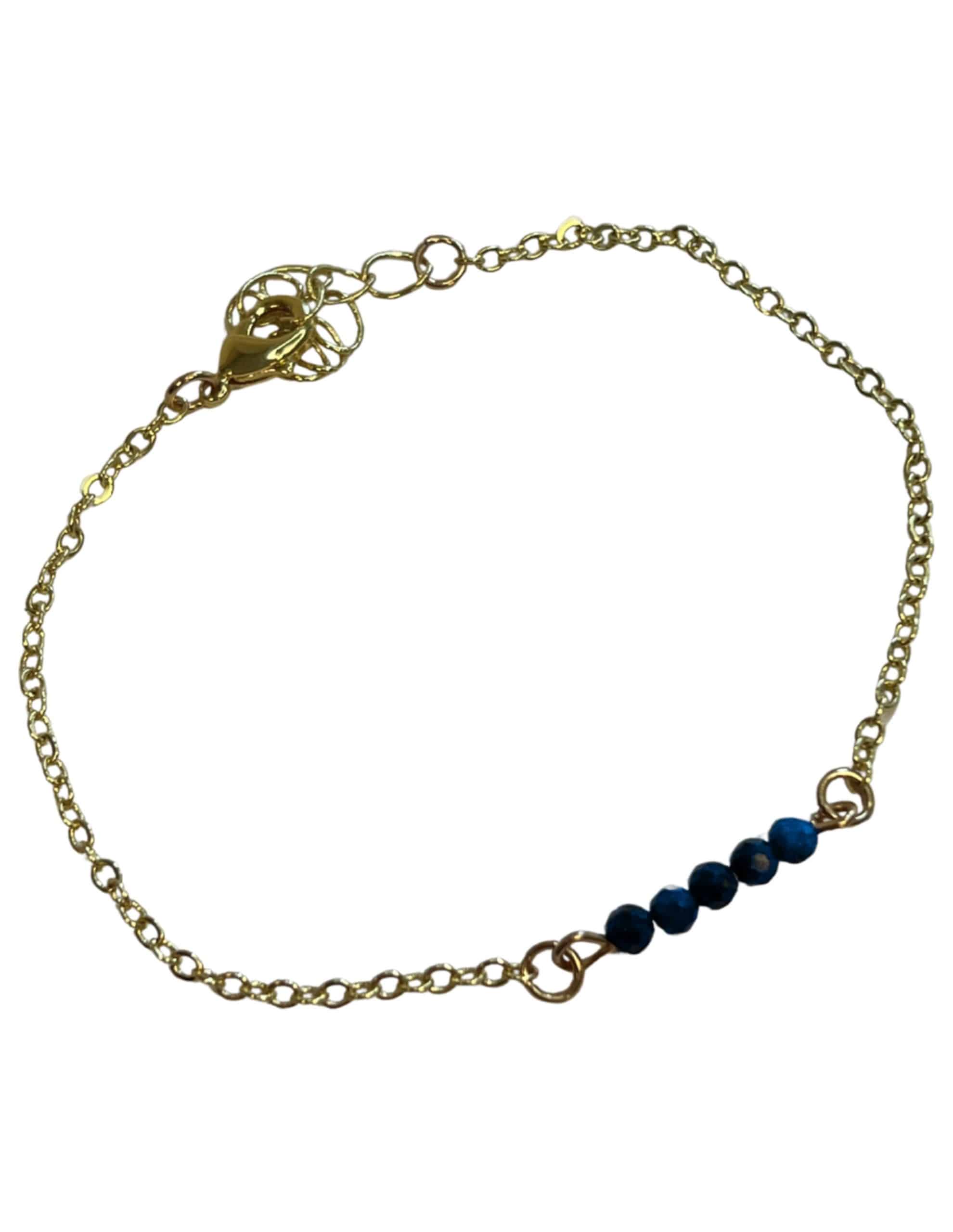 Goudkleurige armband met Lapis Lazuli steentjes verstelbaar ontwerp