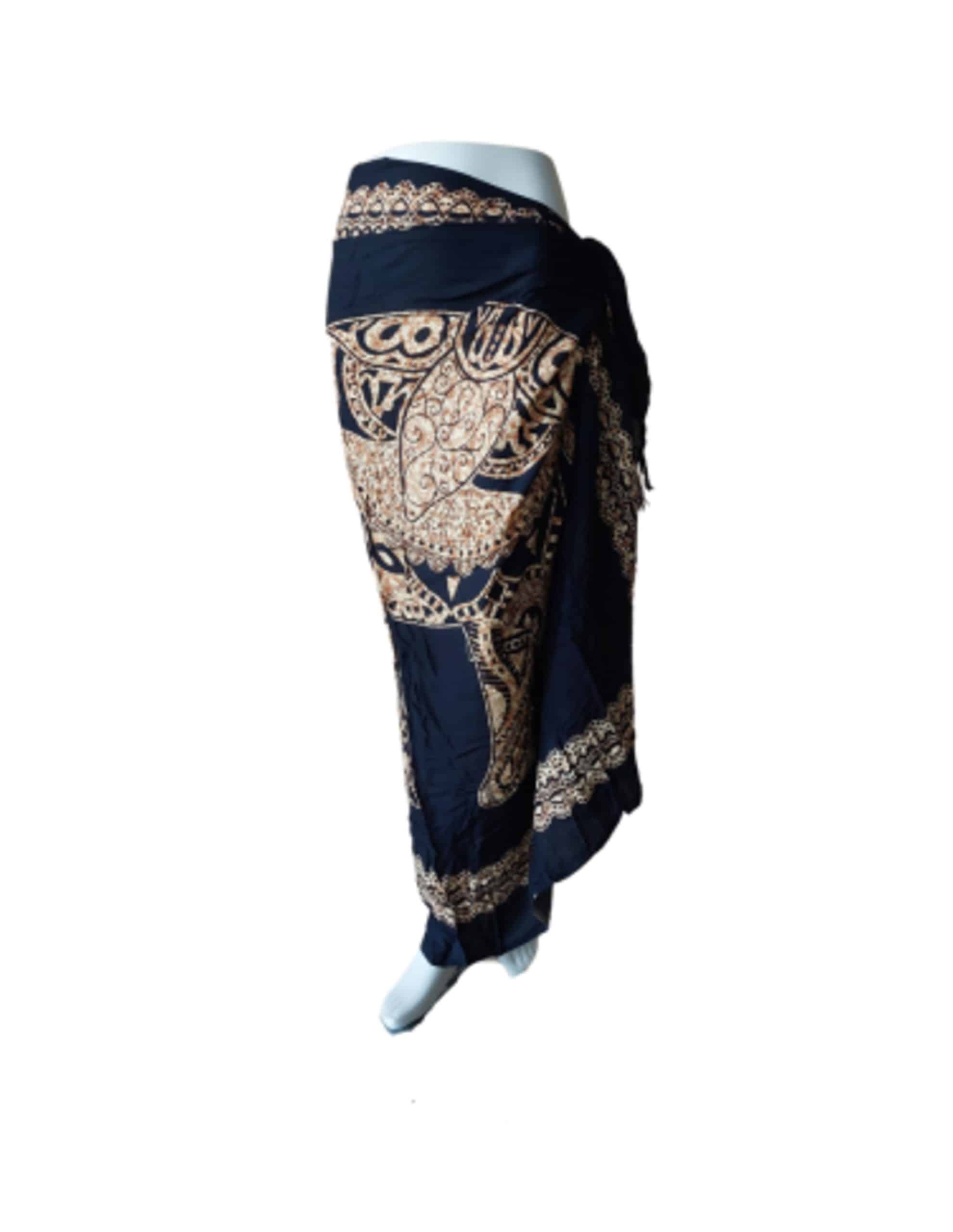 Sarong - 022 - Olifant beige op zwart
