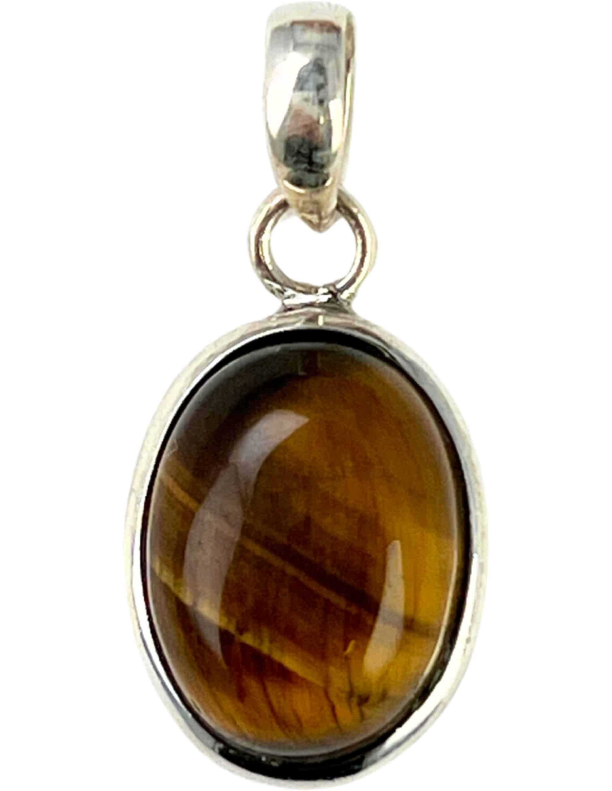 Tijgeroog Zilveren Hanger Ovaal India Elegant Accessoire Cadeau