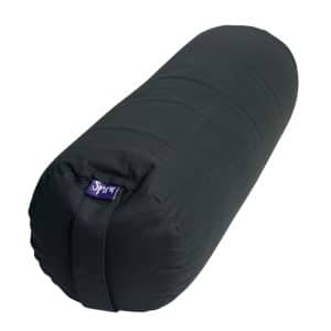 Yoga Bolster Zwart Rond Katoen - Effen - 59 x 21,5 cm