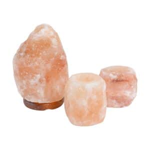 Himalaya Zoutlamp (3-4kg) + 2x Waxinelichthouder - Bundel