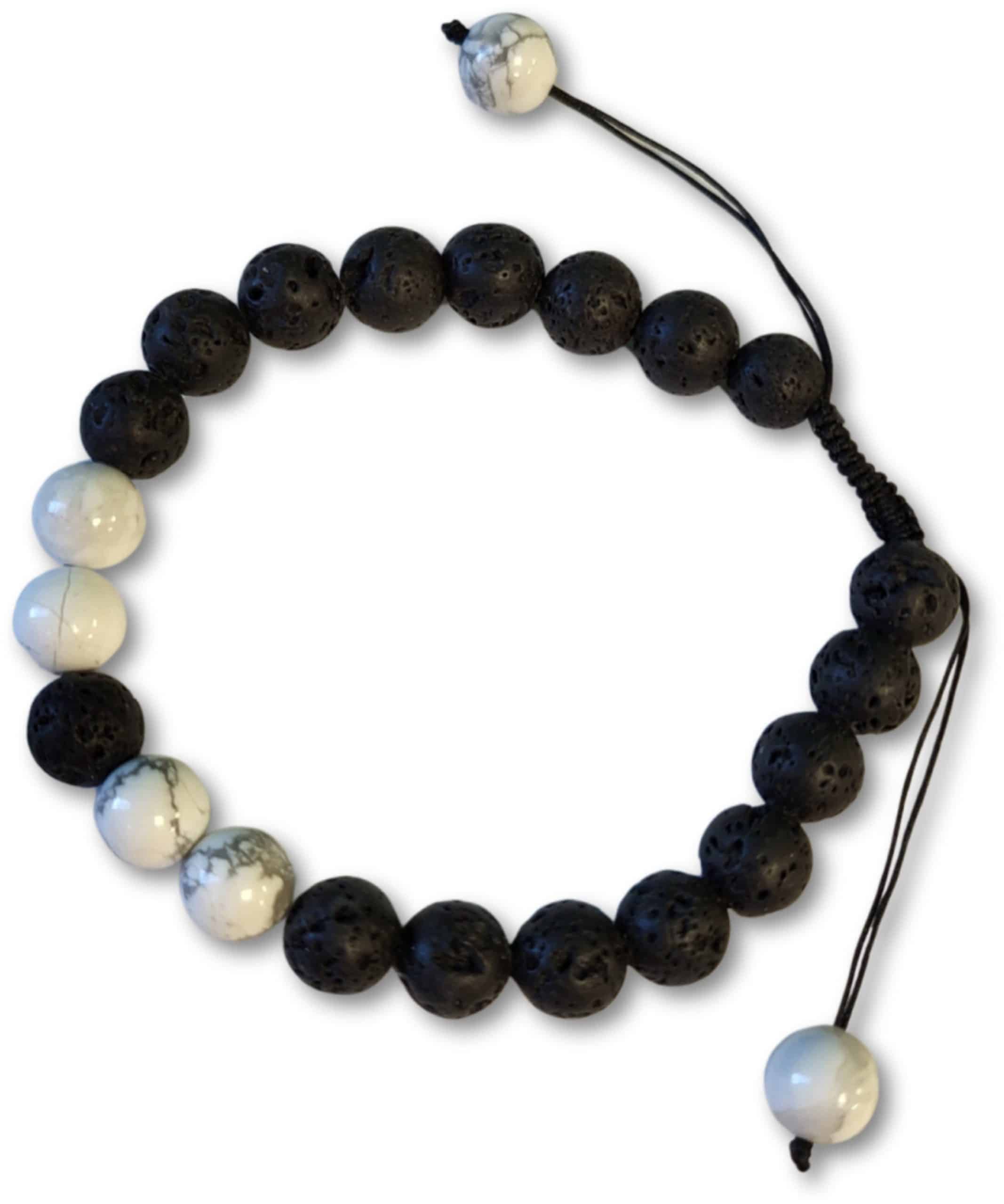 Lavasteen Howliet Shamballa Armband India Zwart Wit Design